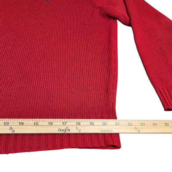 Vintage Polo By Ralph‎ Lauren Sweater Mens XL Red Lambs Wool V Neck Grandpa - Picture 14 of 16